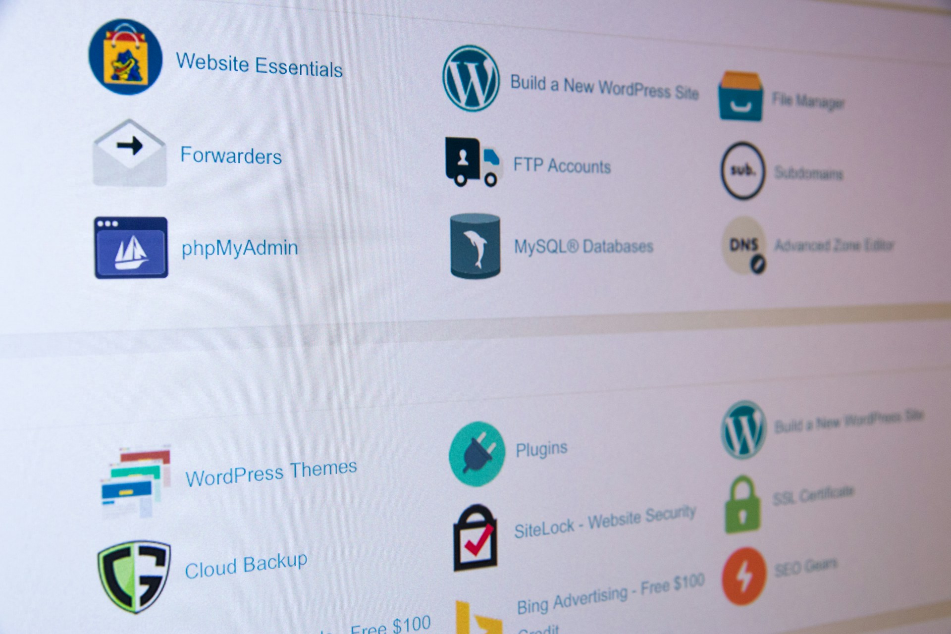 Website hosting and control panel